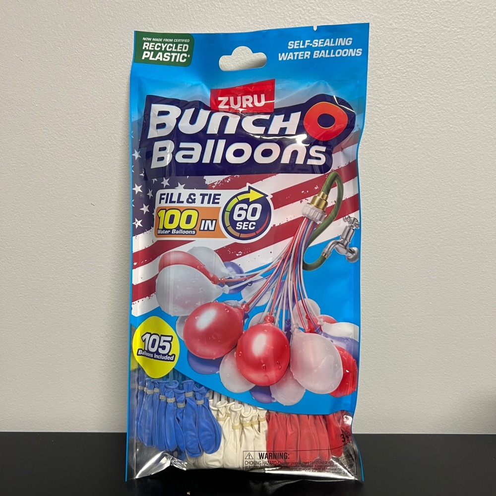 Zuru Bunch O Balloons Red White Blue 105 Count Self Sealing Water Balloons NEW
